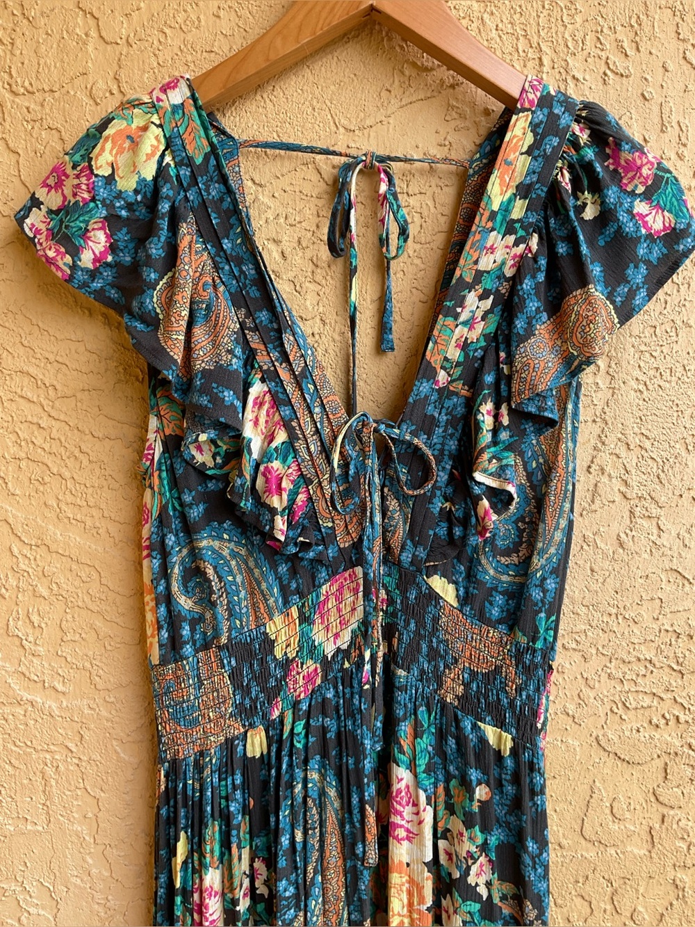 O'NEILL Rose Floral Paisley NOLEE Plunge Open Back Maxi  Boho Dress MEDIUM - Picture 9 of 16